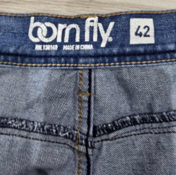 Born Fly Men's Denim Shorts Distressed Blue Size 42 - Picture 2 of 8